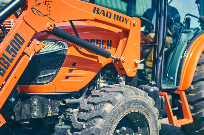 Bad Boy 50 Series — 48HP Cab Tractor, Shuttle, Industrial Tires, Loader & Backhoe